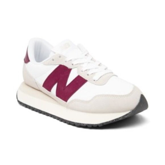 New Balance 237 Womens Sneakers Size 10.5 US White & Maroon Suede & Mesh - Picture 1 of 13